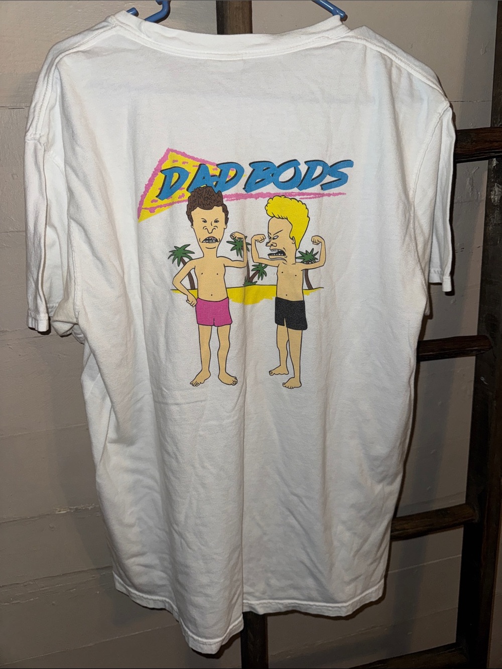Old Row L Beavis and ButtheadWhite Pocket Tee Dad Bods Comic Patch